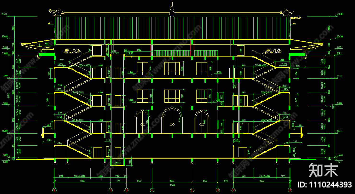 静音寺建筑施工图cad施工图下载【ID:1110244393】