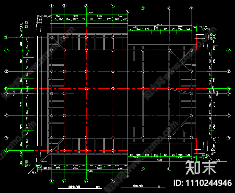 大雄宝殿建筑图纸cad施工图下载【ID:1110244946】