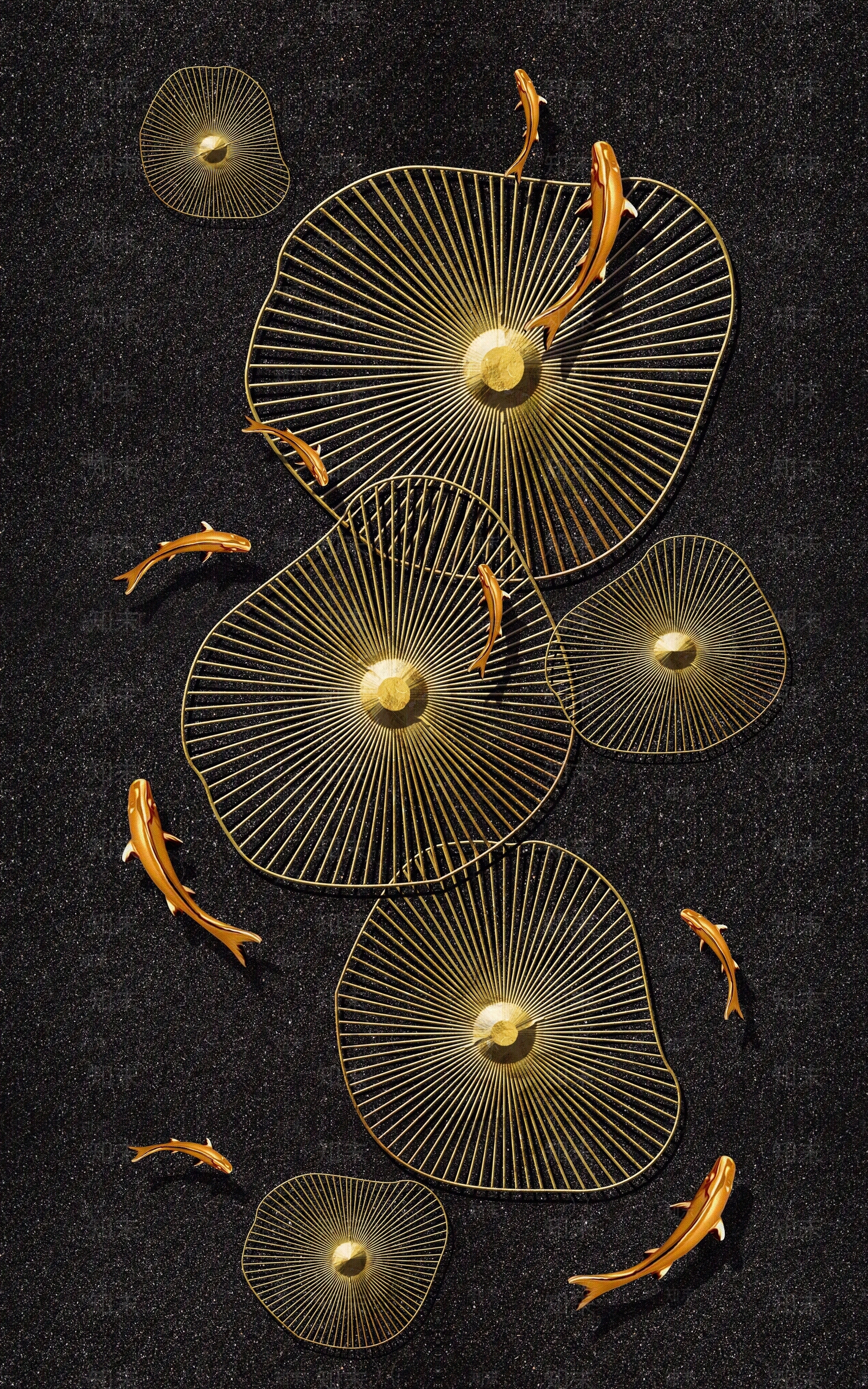 浮雕花九鱼装饰挂件贴图下载【ID:1110254643】