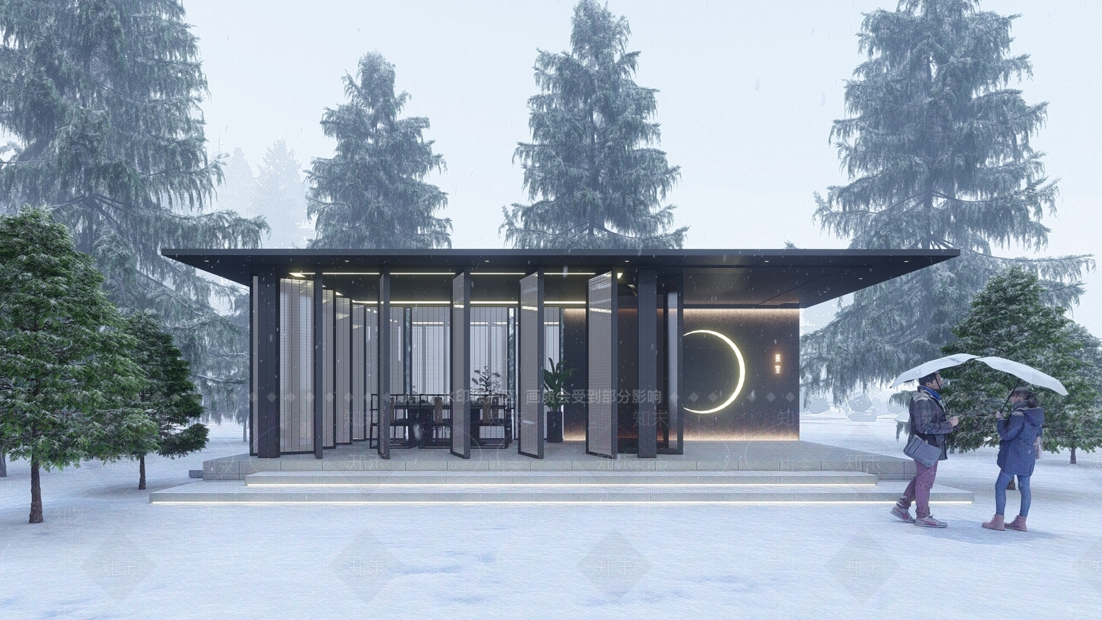 现代小区户外茶室廊架SU模型下载【ID:1110264408】
