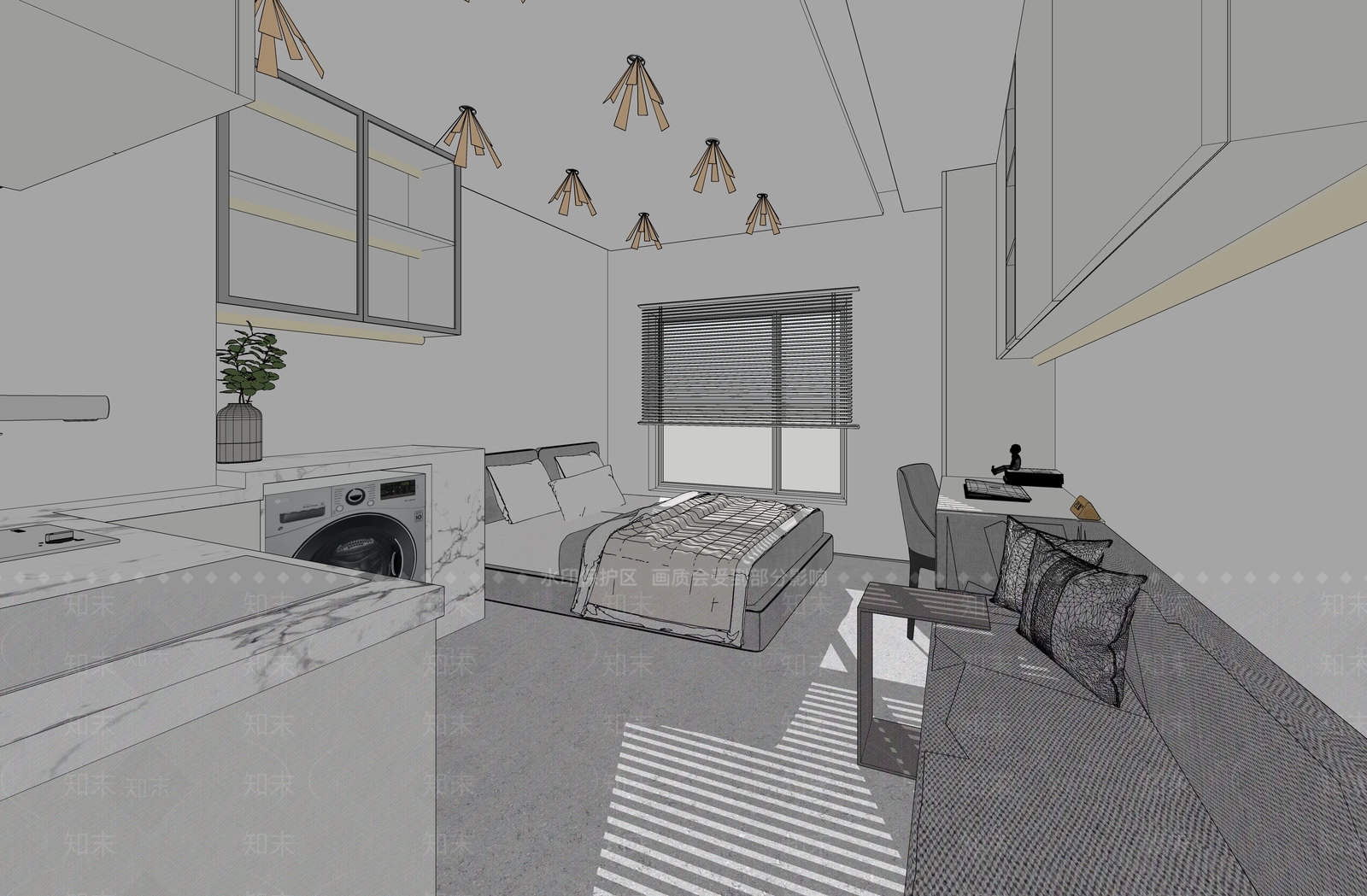 现代单身公寓SU模型下载【ID:1110265707】