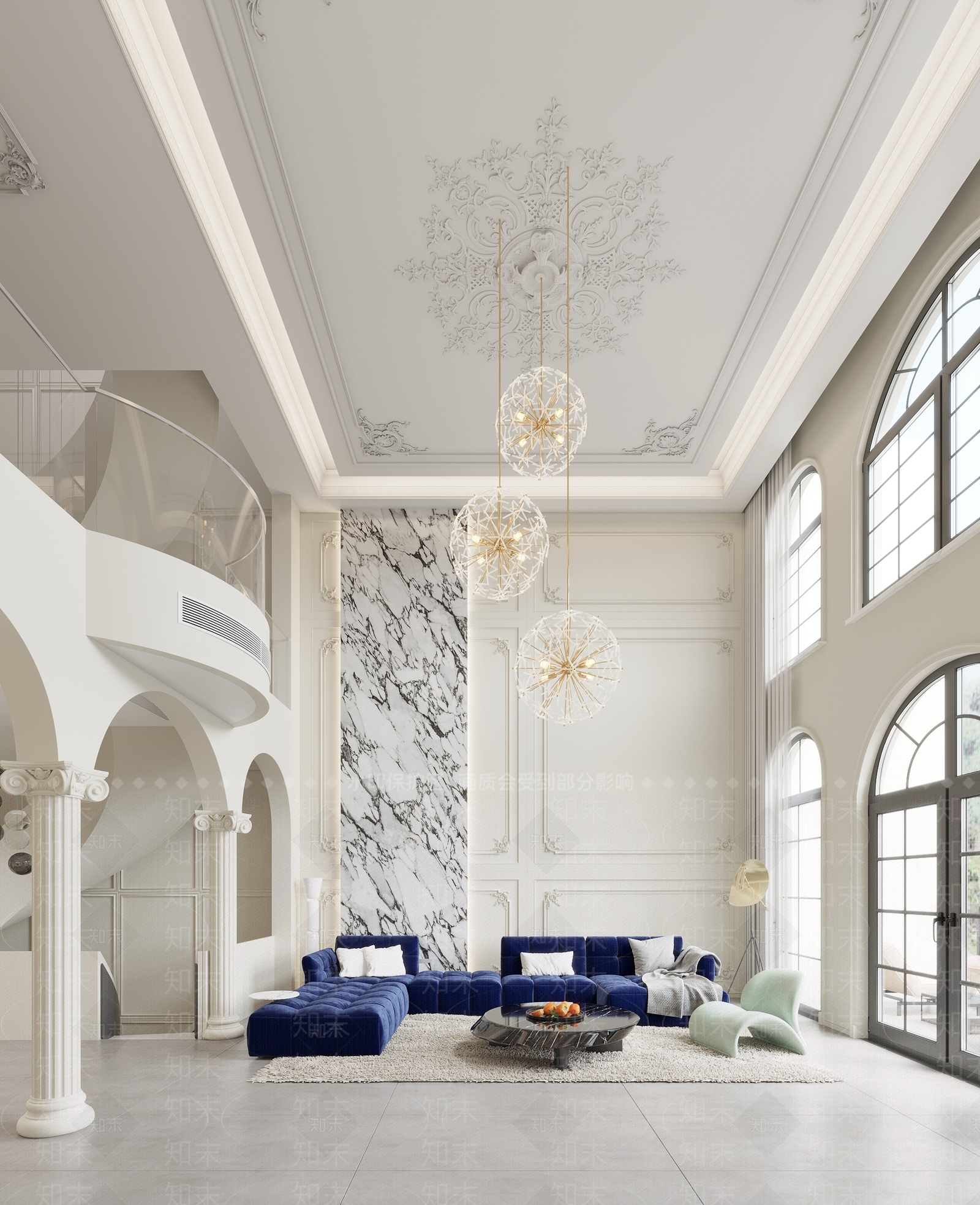 法式酒店餐厅3D模型下载【ID:1222015393】
