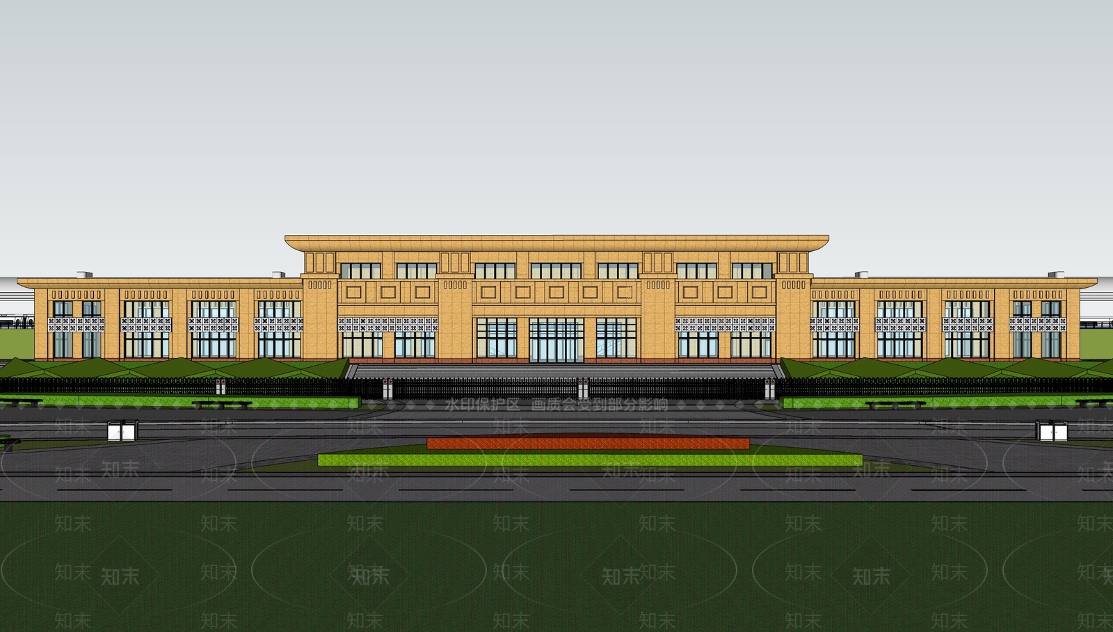 现代火车站SU模型下载【ID:1110274688】