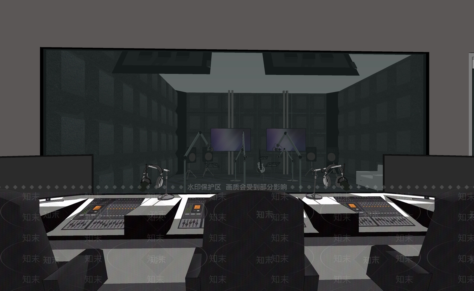 现代录音棚SU模型下载【ID:1110280423】