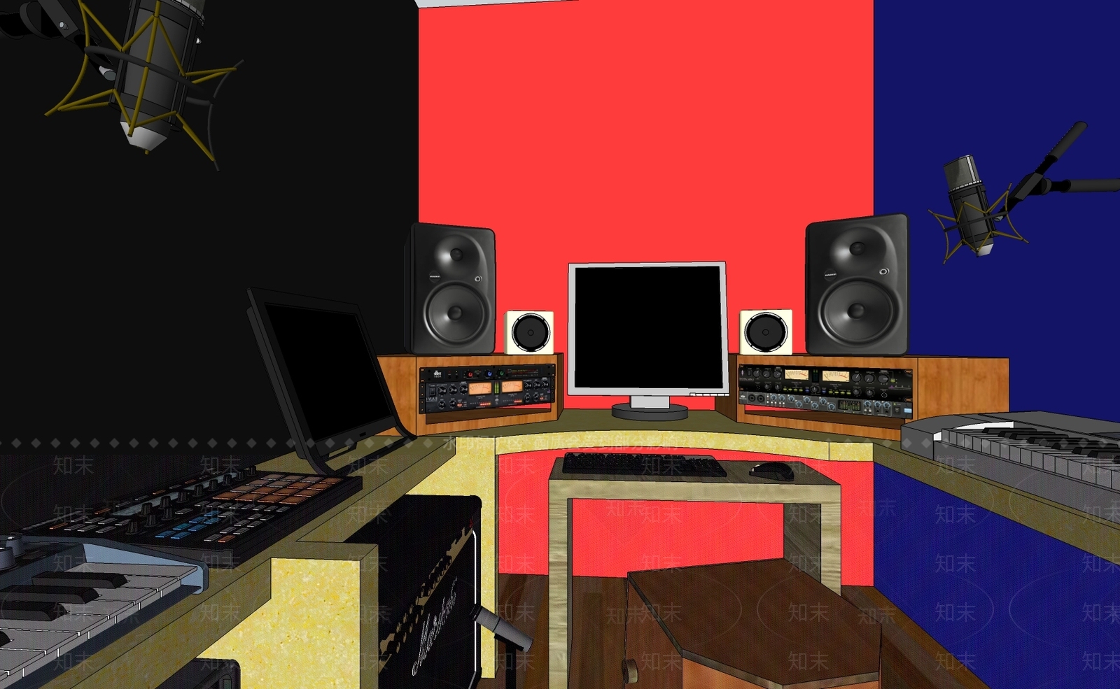 现代录音棚SU模型下载【ID:1110280715】