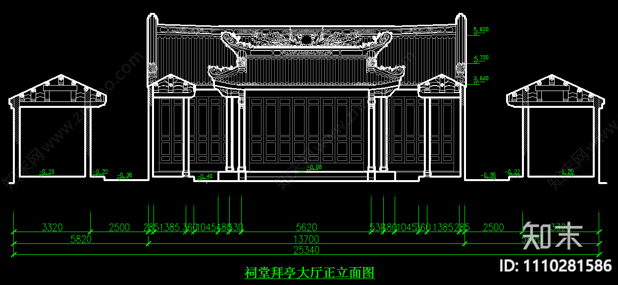 西田祠堂cad施工图下载【ID:1110281586】