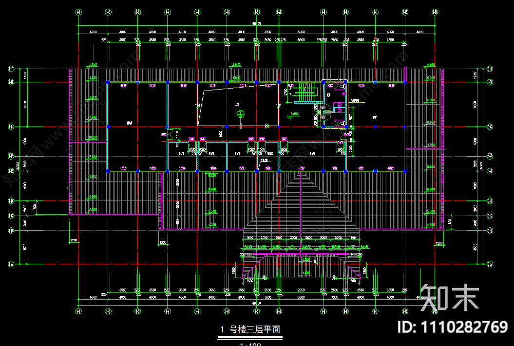 仿古图书馆建筑cad施工图下载【ID:1110282769】