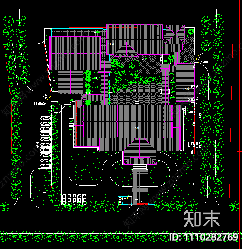 仿古图书馆建筑cad施工图下载【ID:1110282769】