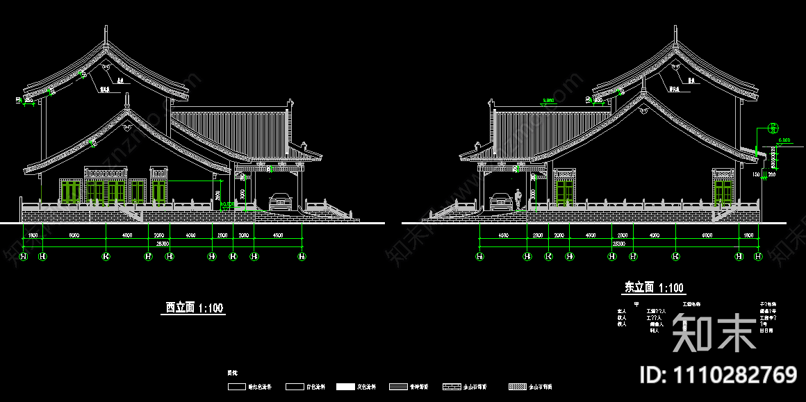 仿古图书馆建筑cad施工图下载【ID:1110282769】