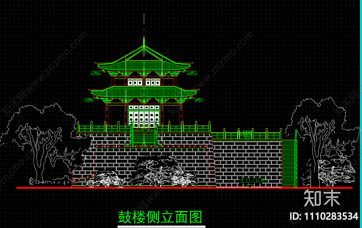 鼓楼cad施工图下载【ID:1110283534】