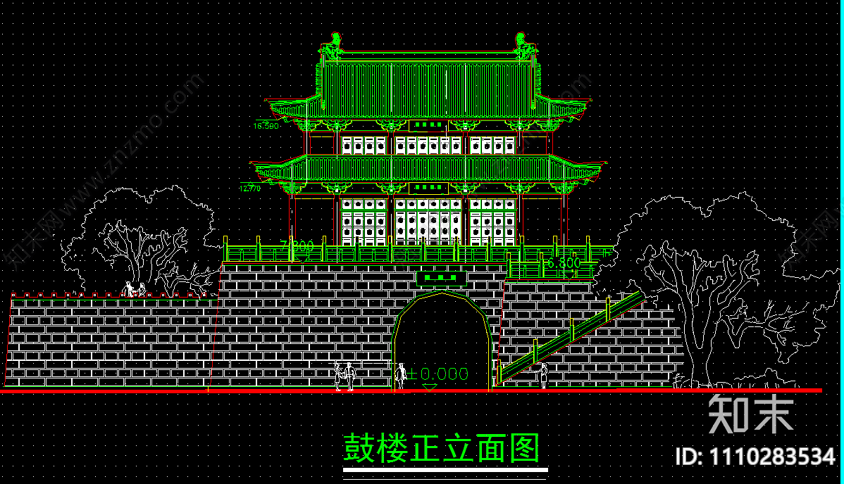 鼓楼cad施工图下载【ID:1110283534】