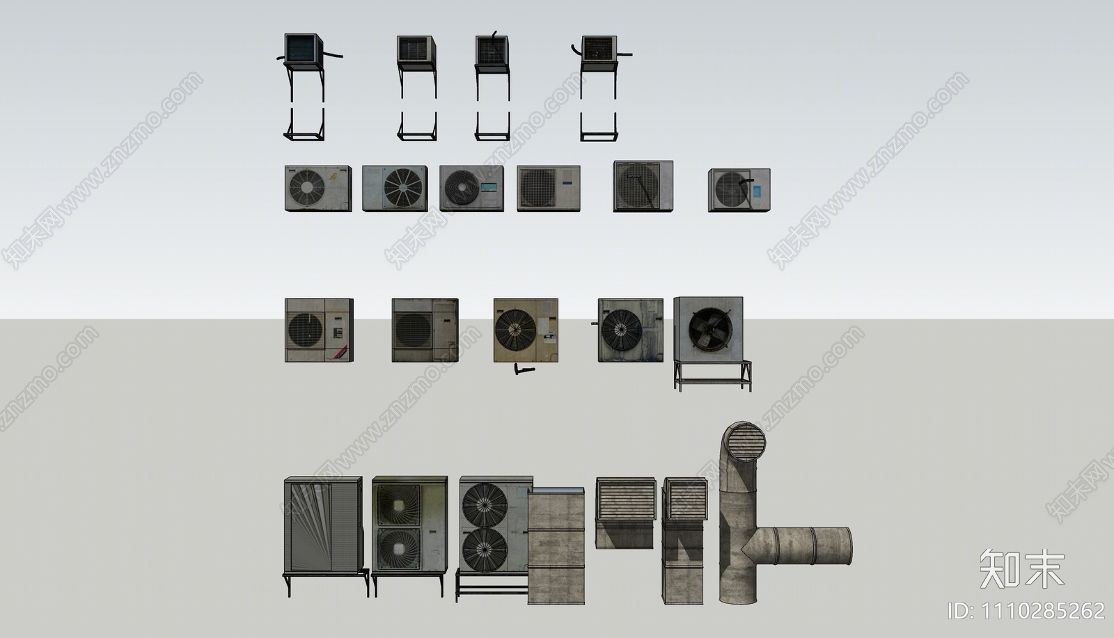 现代空调组合SU模型下载【ID:1110285262】