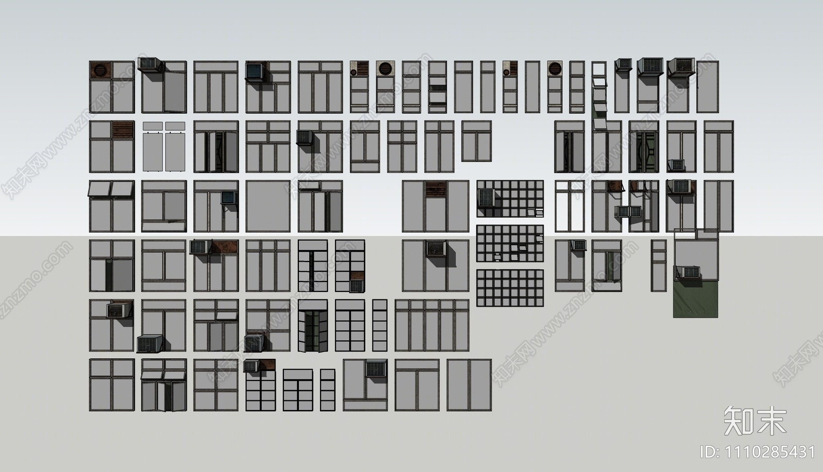 现代窗户组合SU模型下载【ID:1110285431】