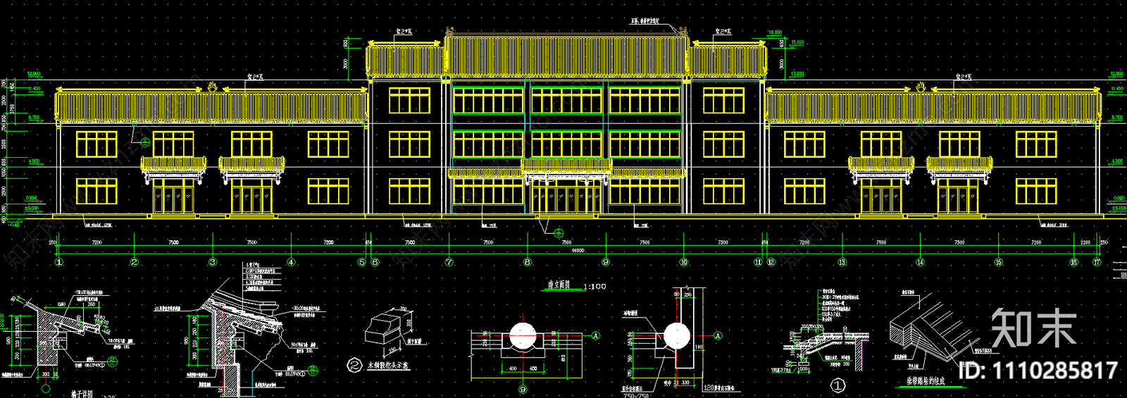 大型仿古建筑cad施工图下载【ID:1110285817】