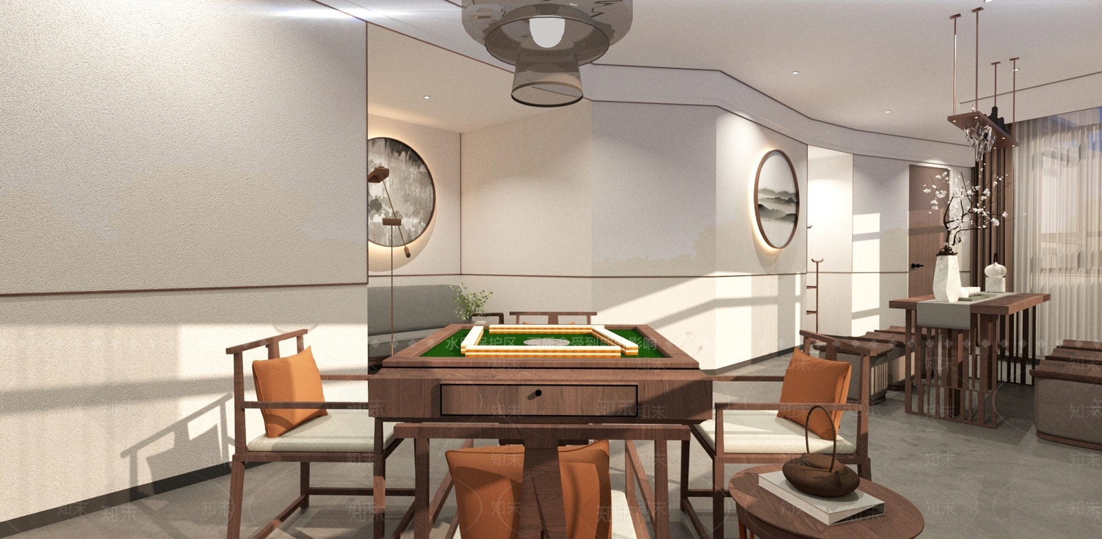 新中式棋牌室SU模型下载【ID:1110287309】