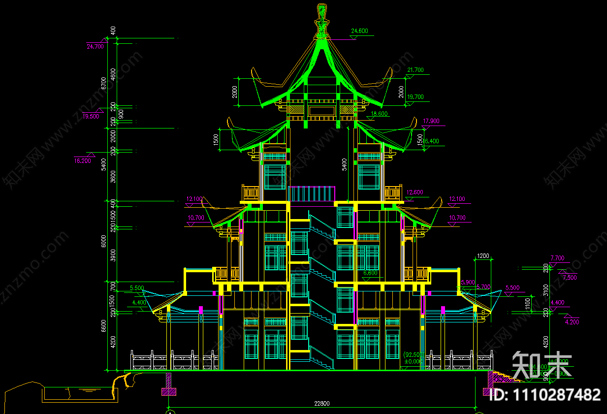 回雁阁cad施工图下载【ID:1110287482】