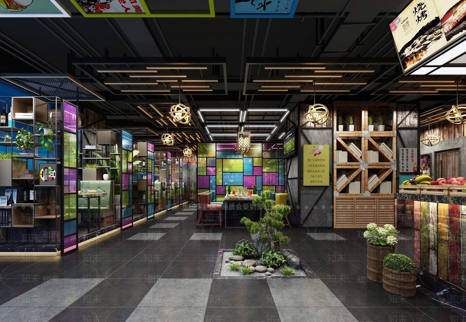 工业风自助餐厅3D模型下载【ID:1110292787】