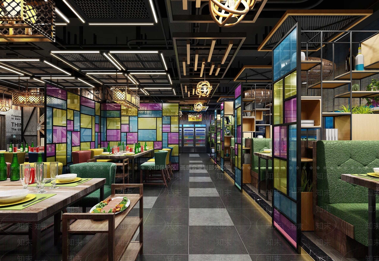 工业风自助餐厅3D模型下载【ID:1110292787】