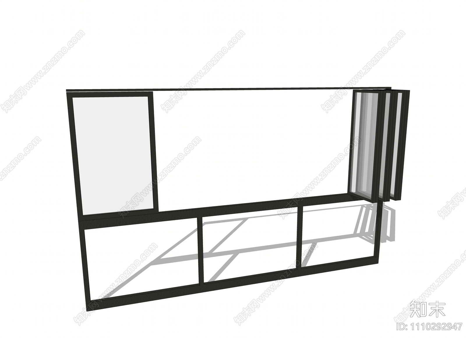 现代折叠窗SU模型下载【ID:1110292947】