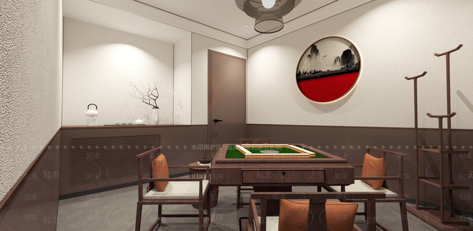 新中式棋牌室SU模型下载【ID:1110295531】
