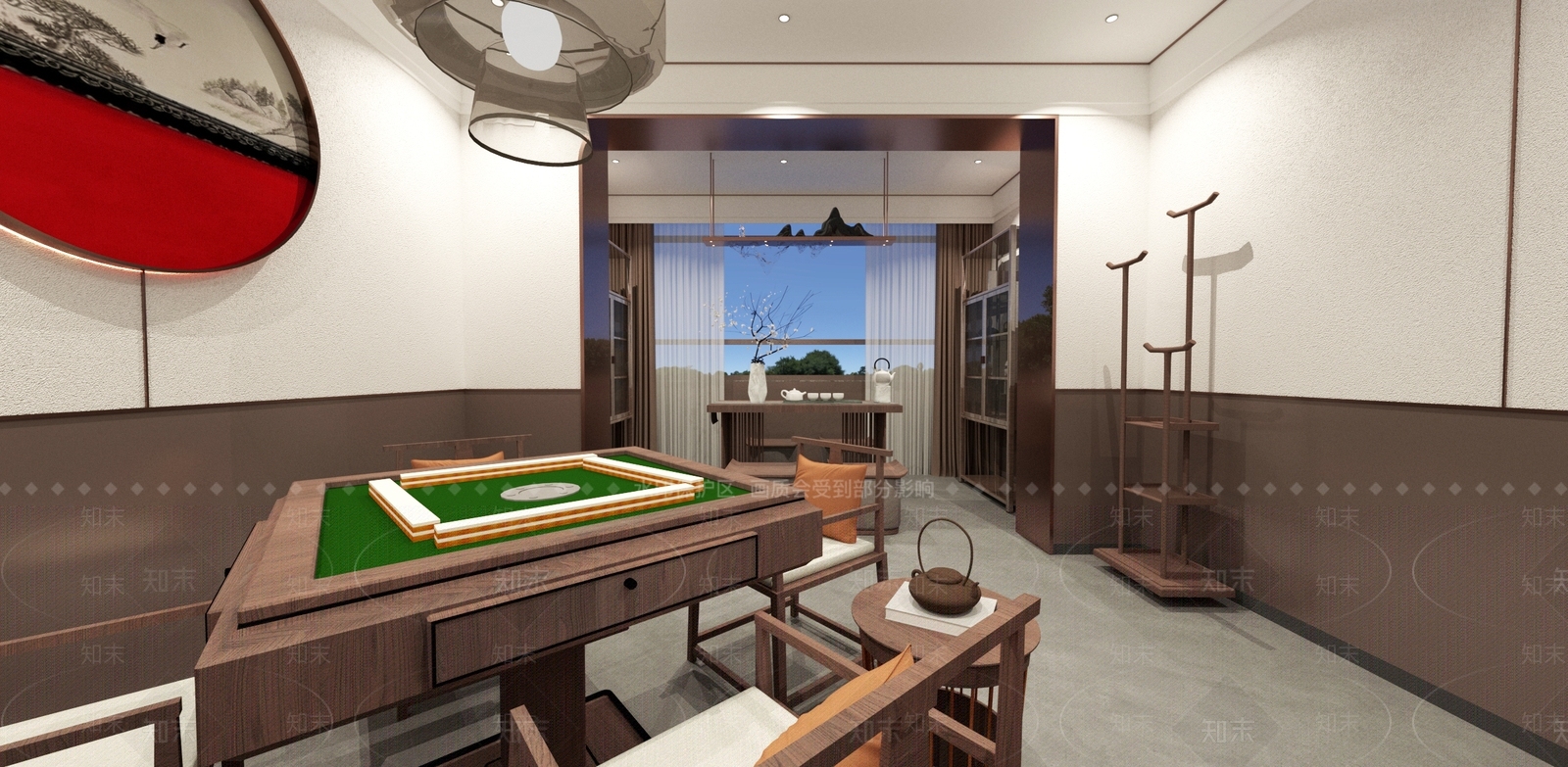 新中式棋牌室SU模型下载【ID:1110369912】