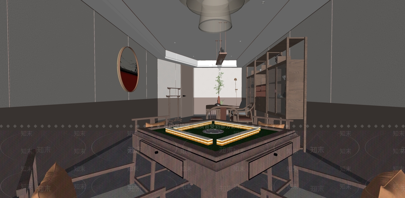 新中式棋牌室SU模型下载【ID:1110295927】