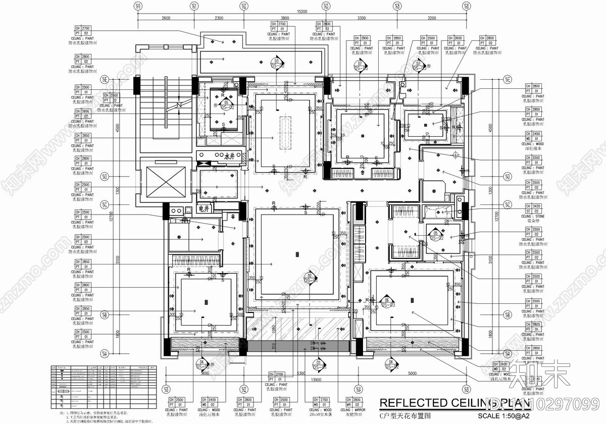 160㎡大平层私宅CAD施工图cad施工图下载【ID:1110297099】