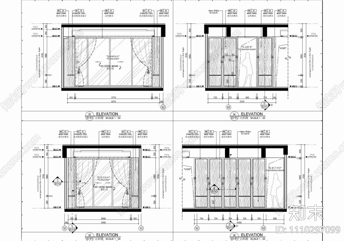 160㎡大平层私宅CAD施工图cad施工图下载【ID:1110297099】