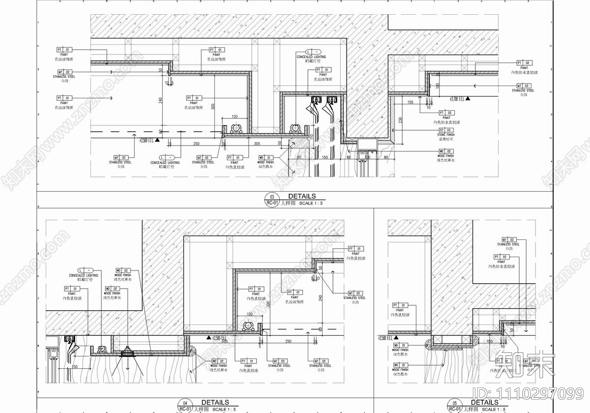 160㎡大平层私宅CAD施工图cad施工图下载【ID:1110297099】