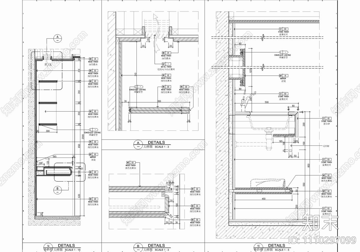 160㎡大平层私宅CAD施工图cad施工图下载【ID:1110297099】