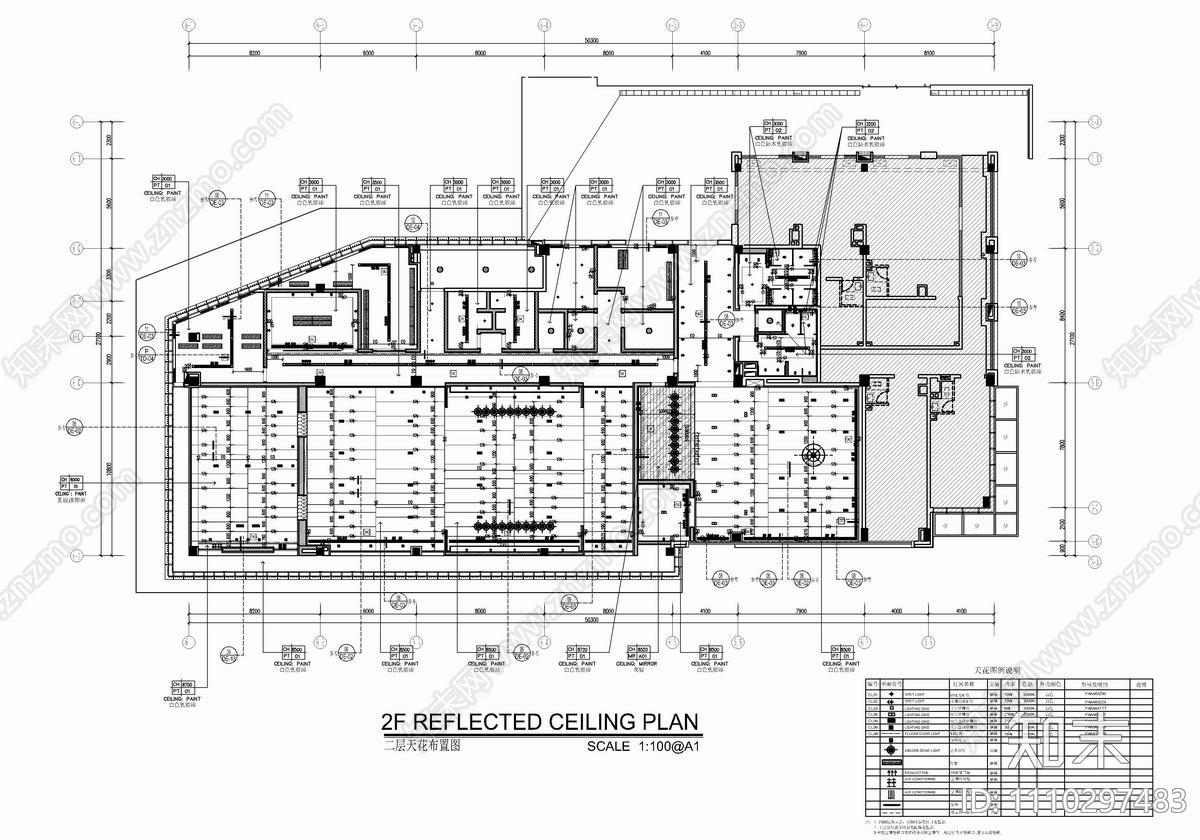 1500㎡销售中心售楼处CAD详细施工图cad施工图下载【ID:1110297483】