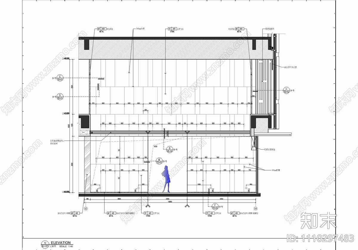 1500㎡销售中心售楼处CAD详细施工图cad施工图下载【ID:1110297483】