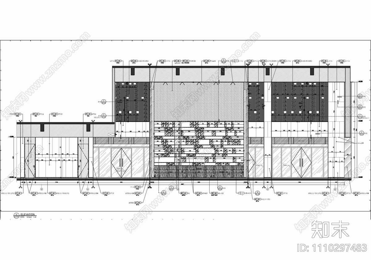 1500㎡销售中心售楼处CAD详细施工图cad施工图下载【ID:1110297483】