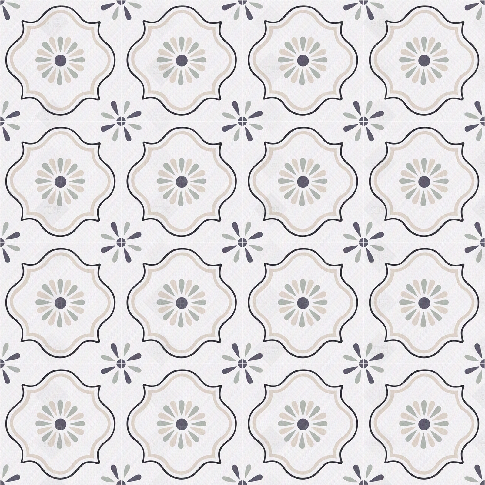 现代简约花砖贴图下载【ID:1110305849】