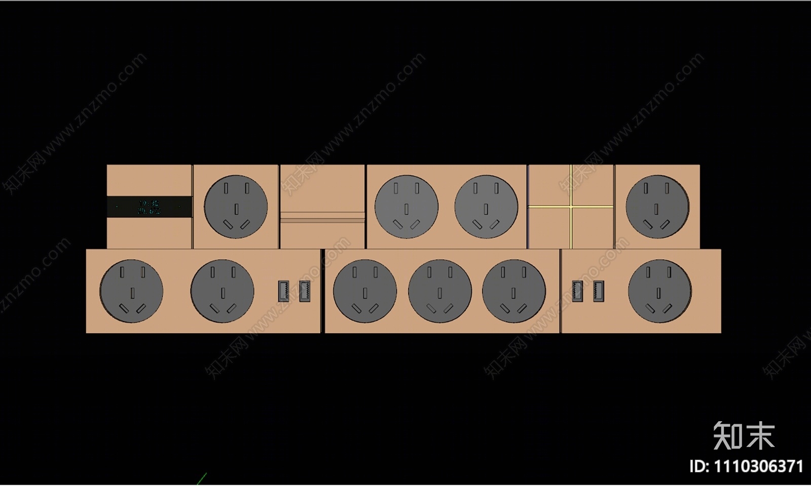 现代插座组合SU模型下载【ID:1110306371】