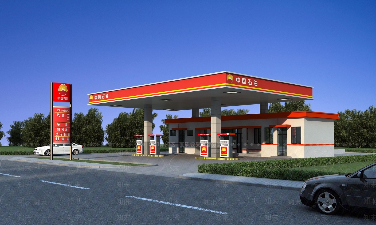 现代加油站3D模型下载【ID:1110309121】