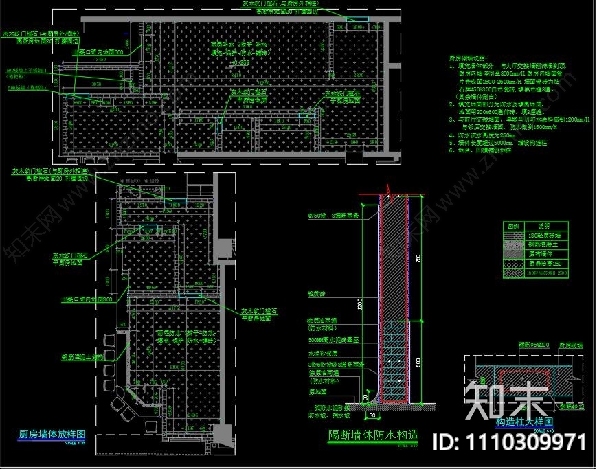 厨房水电CAD施工图下载【ID:1110309971】