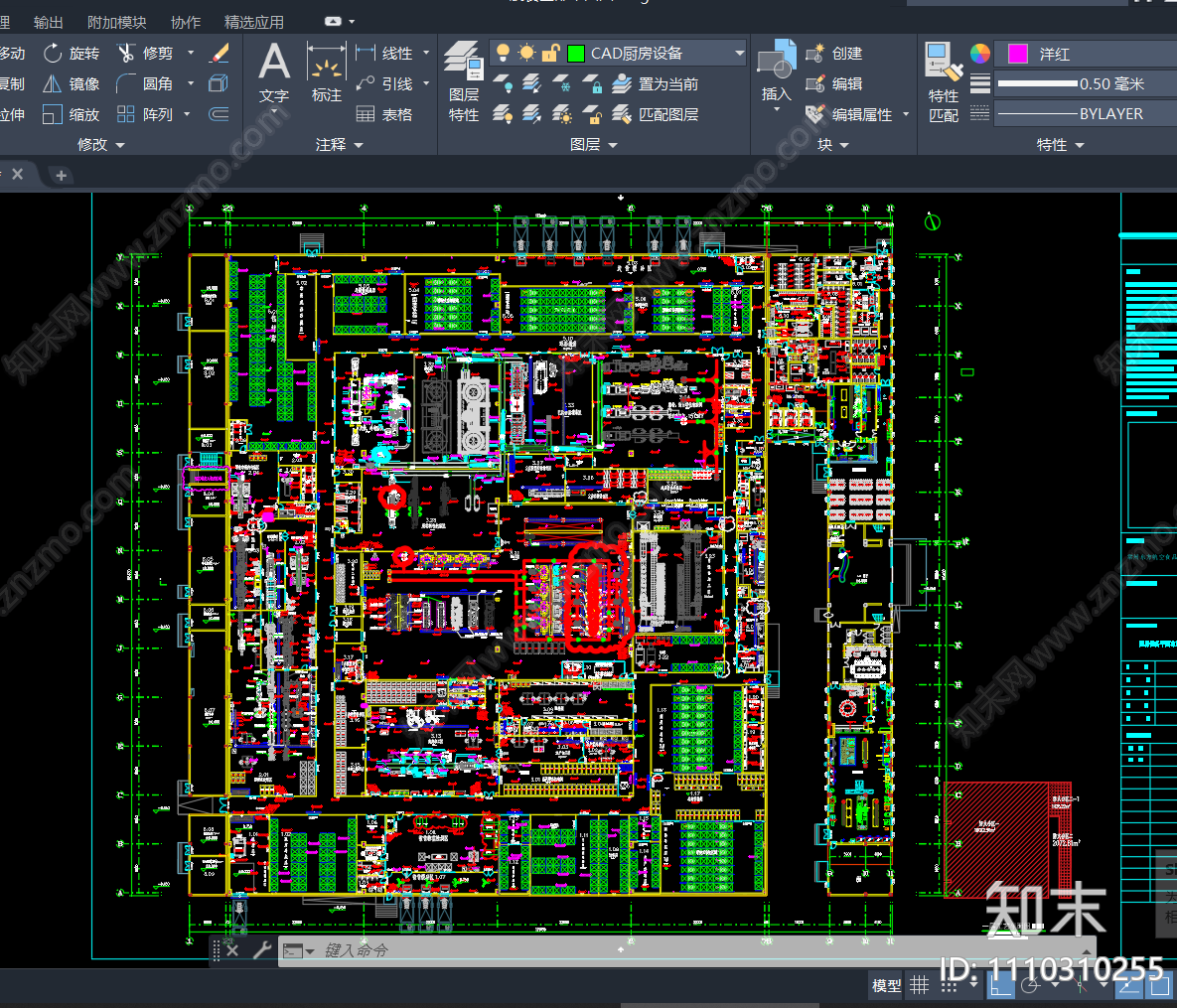 自动化工业厨房平面图cad施工图下载【ID:1110310255】