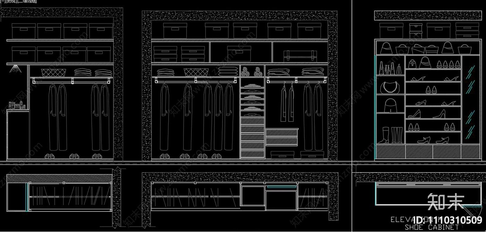 衣柜柜体布置CAD施工图下载【ID:1110310509】