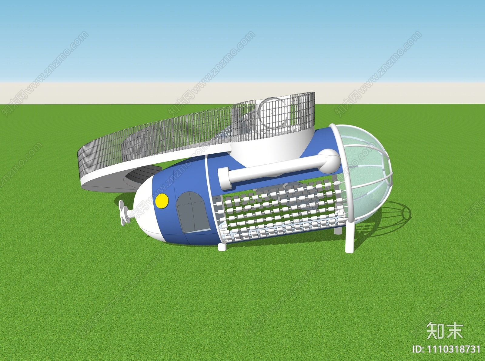 现代儿童滑梯SU模型下载【ID:1110318731】