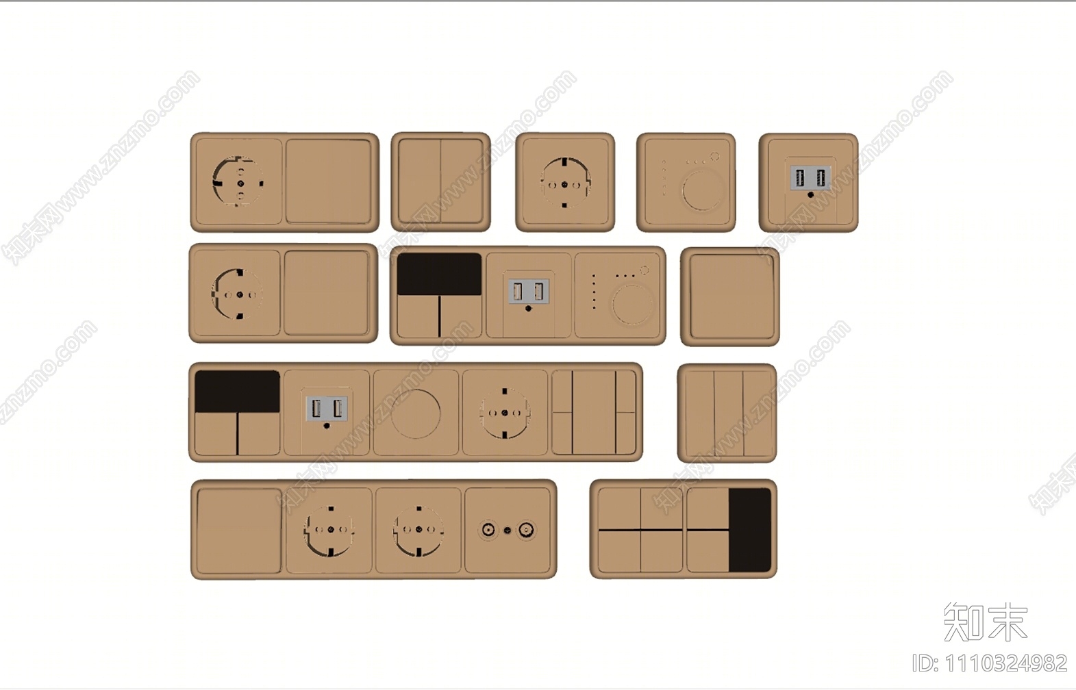 现代开关插座组合SU模型下载【ID:1110324982】
