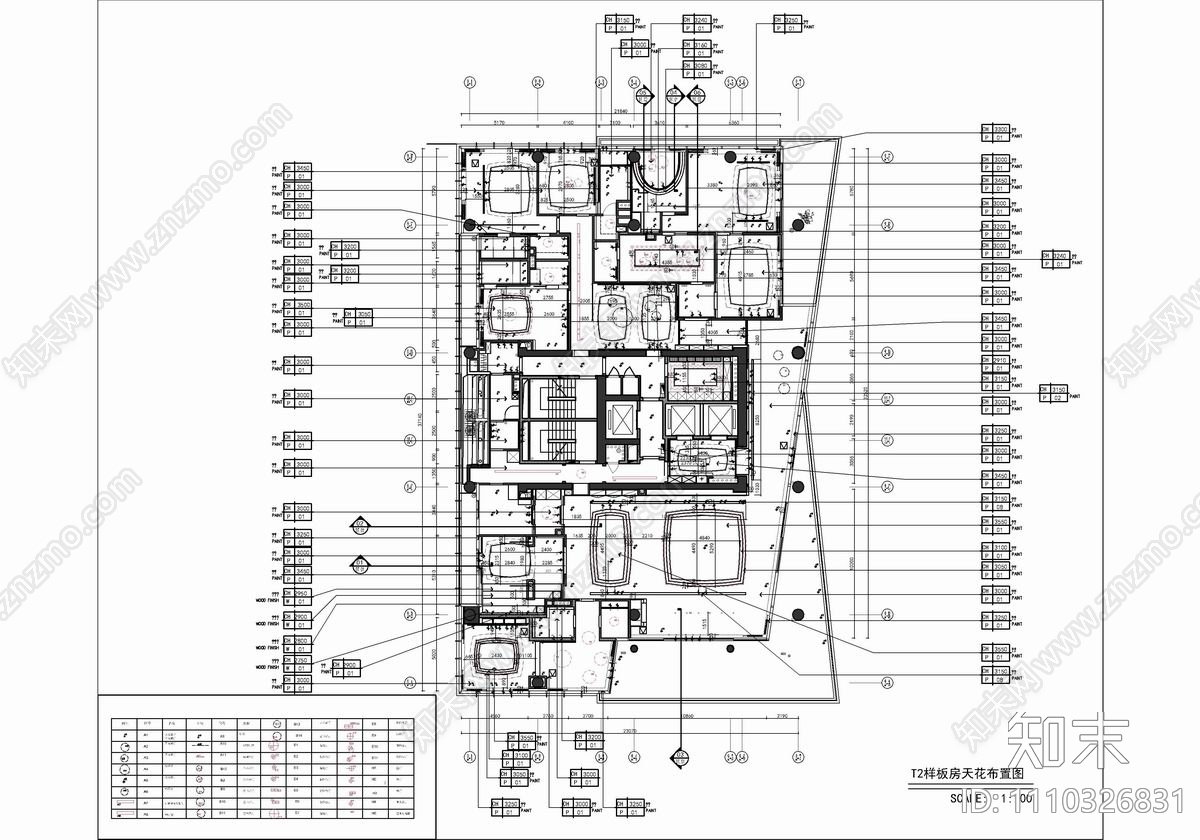 950㎡大平层豪宅CAD施工图cad施工图下载【ID:1110326831】