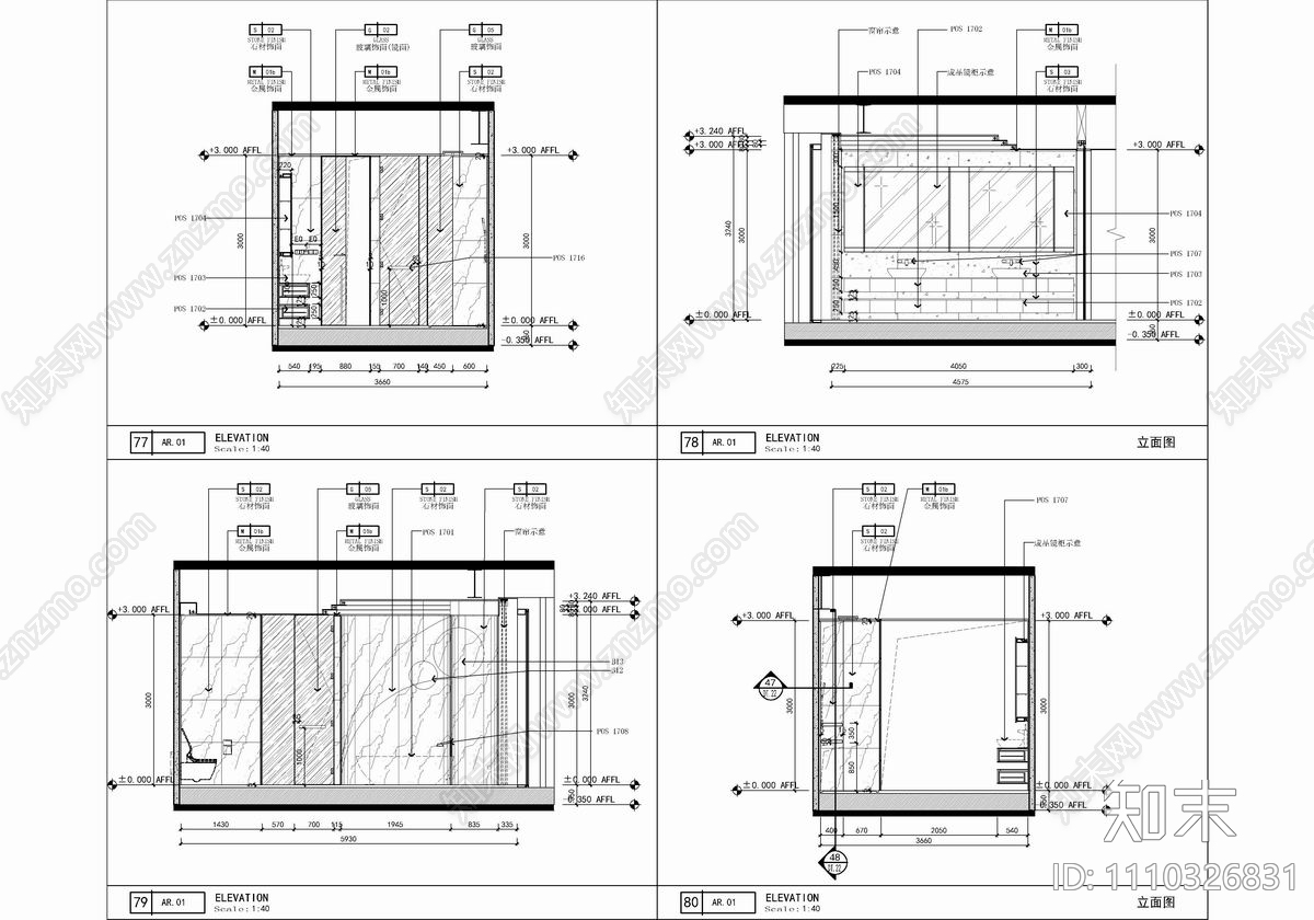 950㎡大平层豪宅CAD施工图cad施工图下载【ID:1110326831】