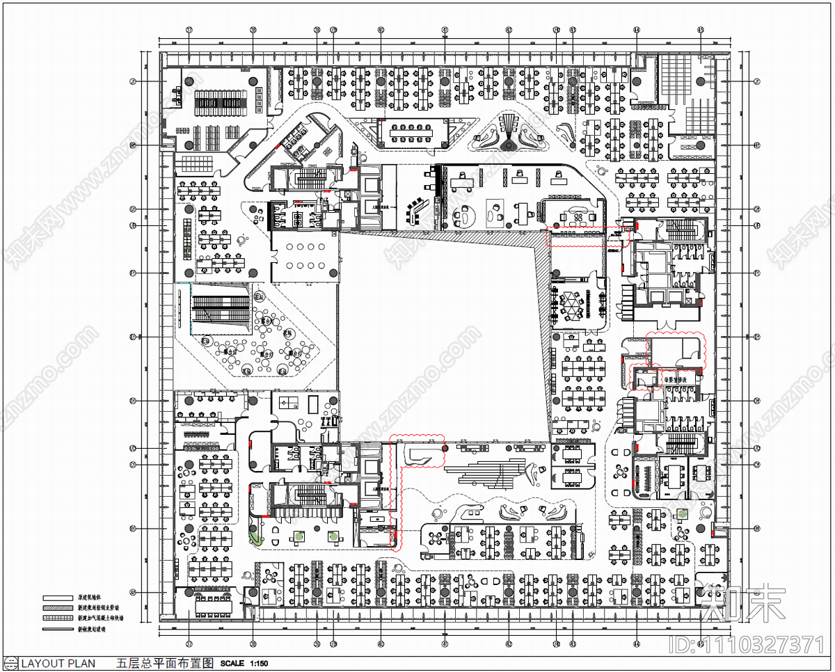 12000㎡办公空间CAD施工图cad施工图下载【ID:1110327371】