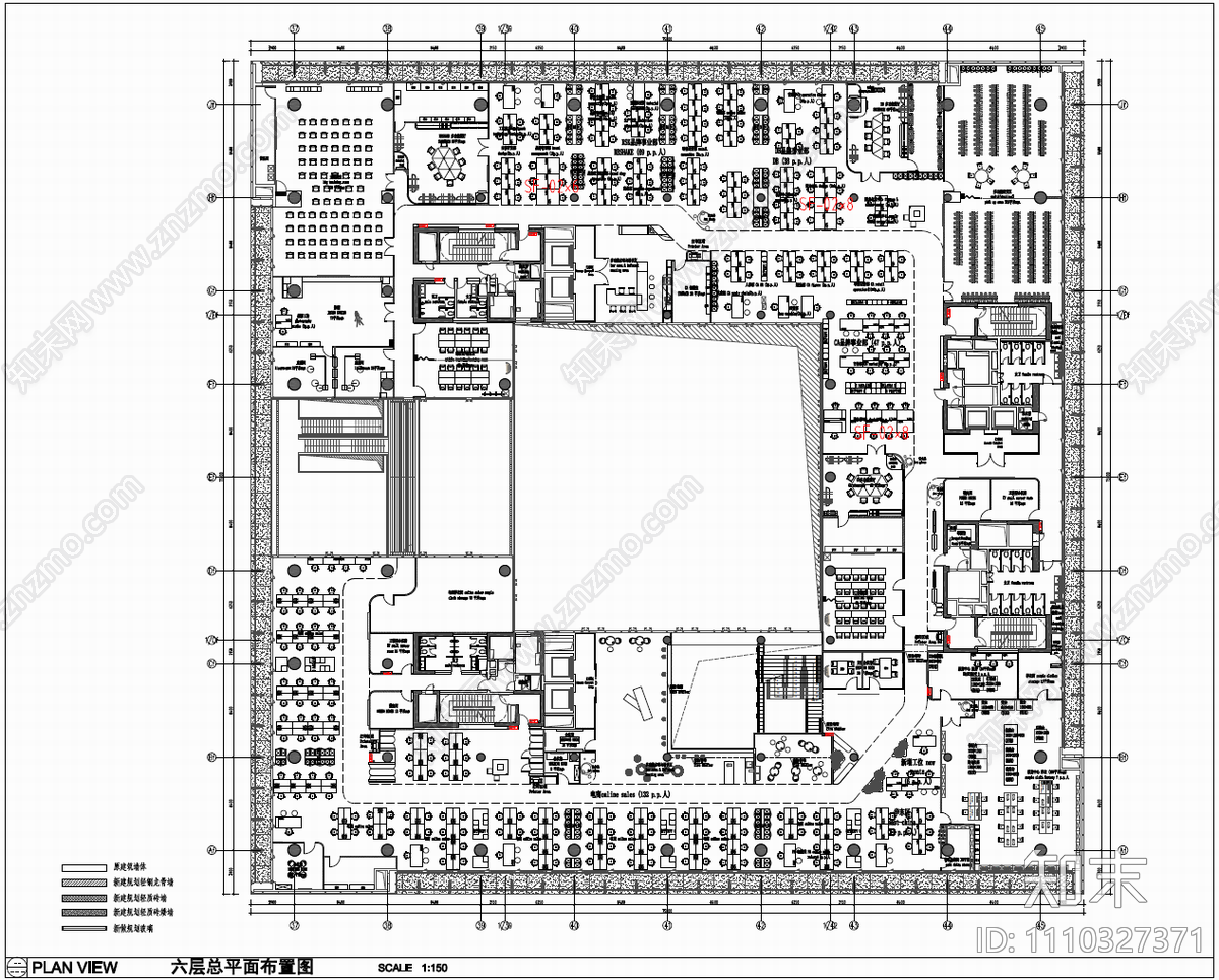 12000㎡办公空间CAD施工图cad施工图下载【ID:1110327371】