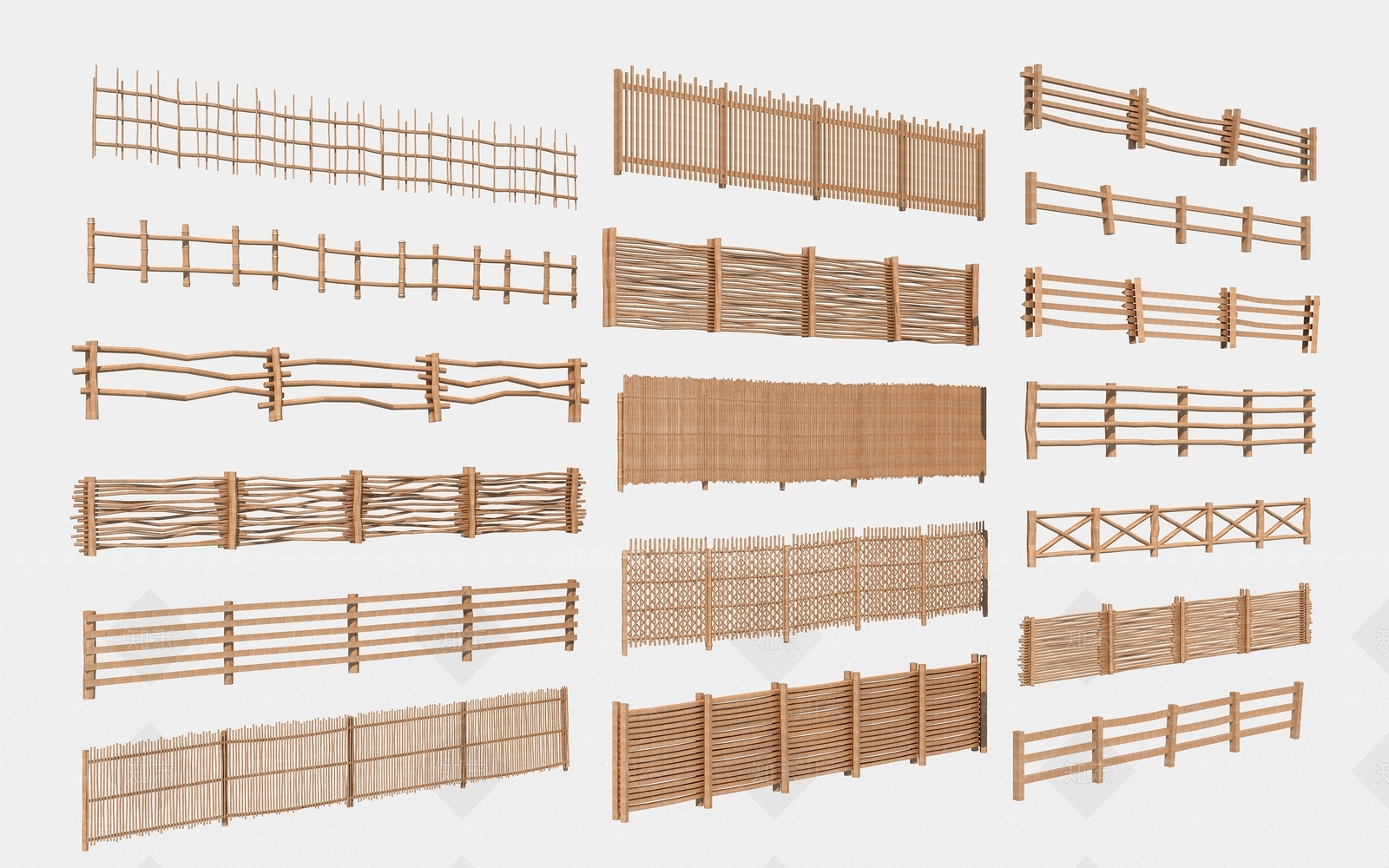 现代木围栏3D模型下载【ID:1110334507】