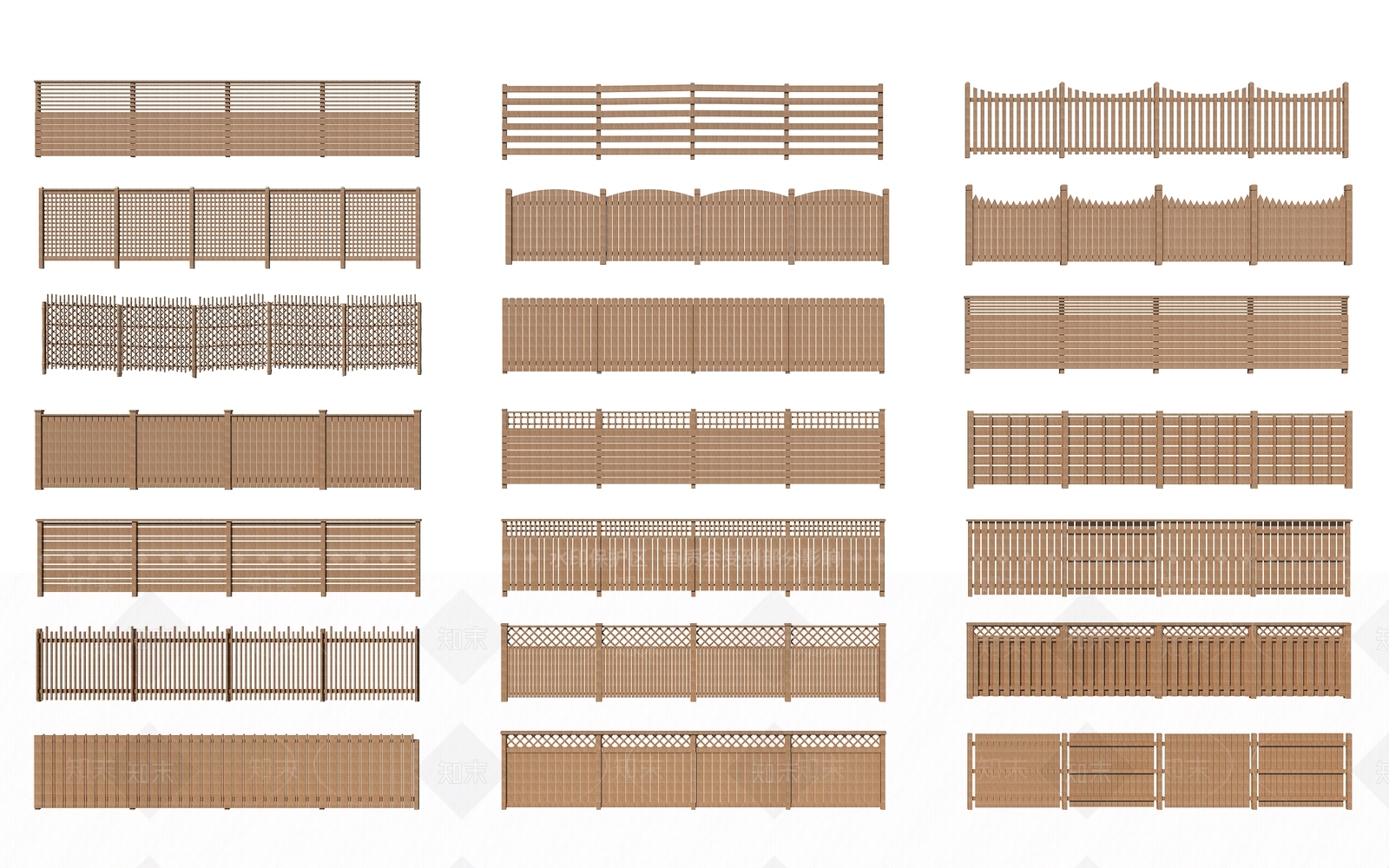 新中式木围栏3D模型下载【ID:1110334671】