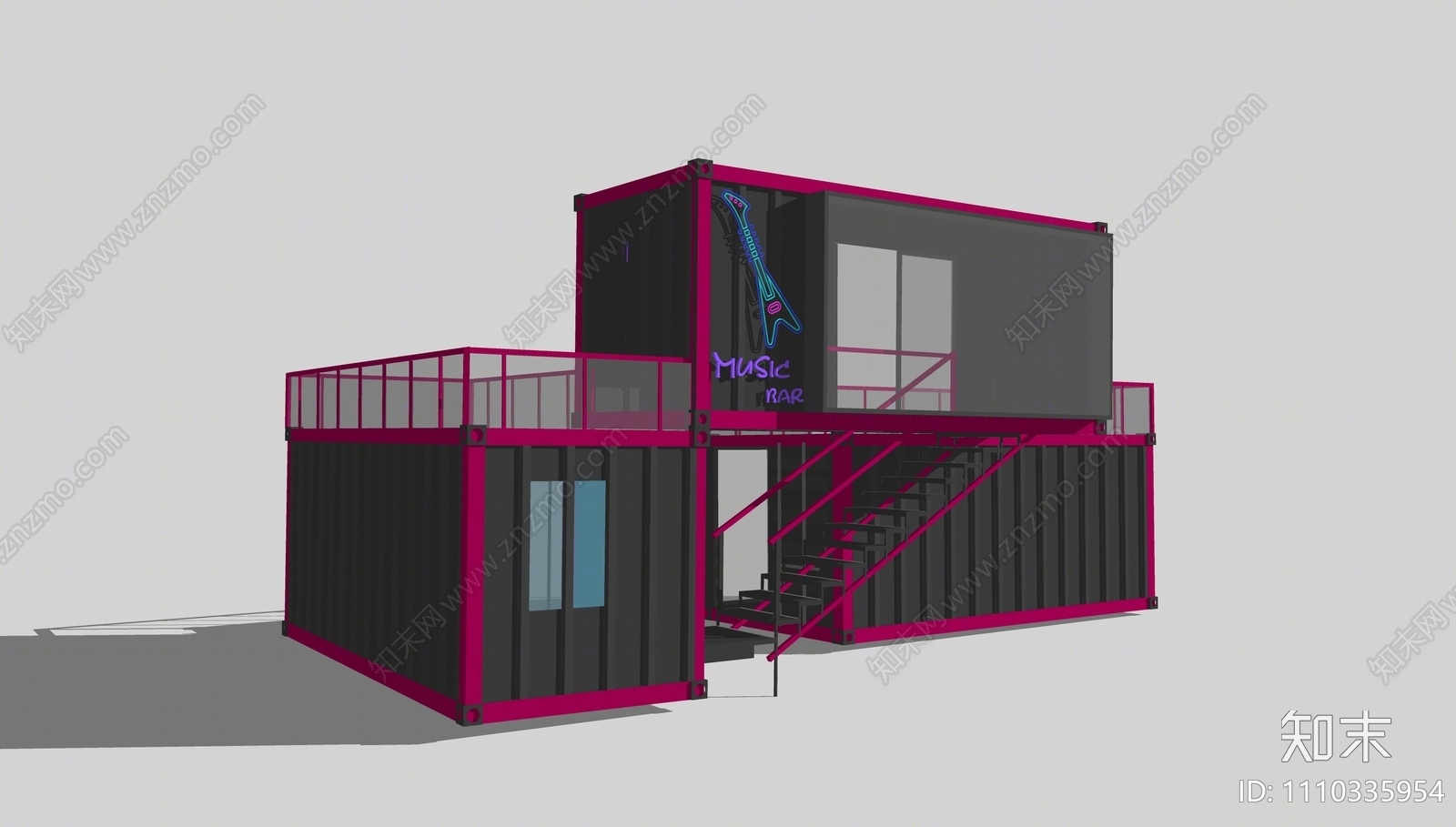 现代网红集装箱酒吧SU模型下载【ID:1110335954】