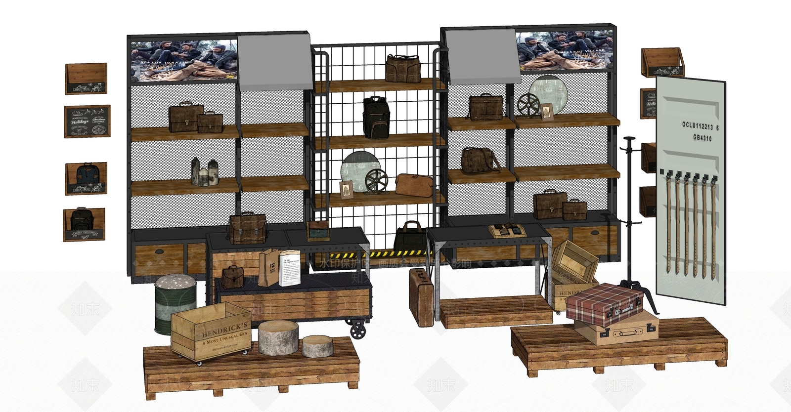 工业商场货架SU模型下载【ID:1110341215】