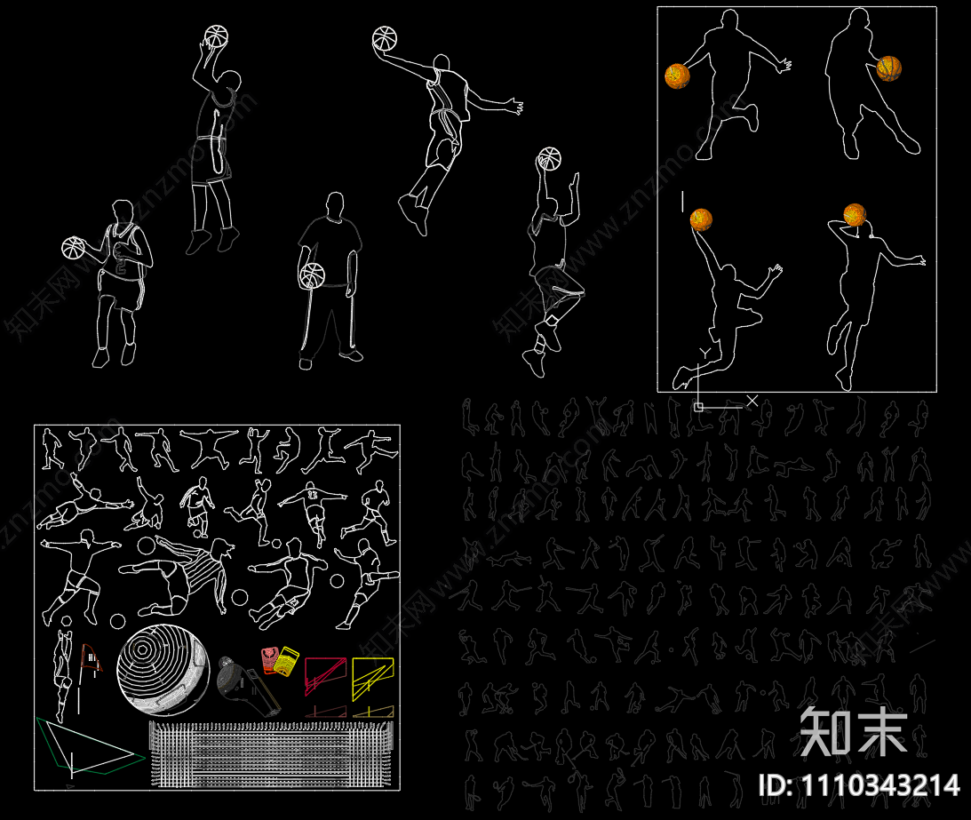 运动人物图库cad施工图下载【ID:1110343214】